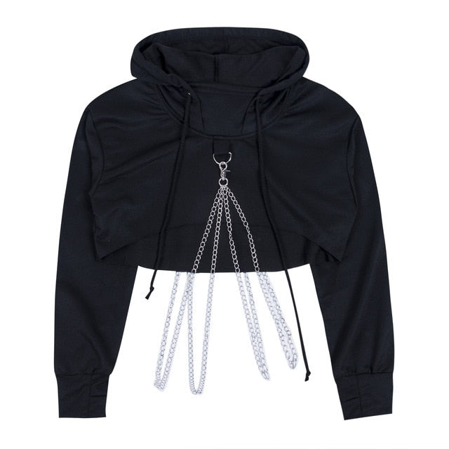 Crop Top Chain Hoodie Ms Glitter