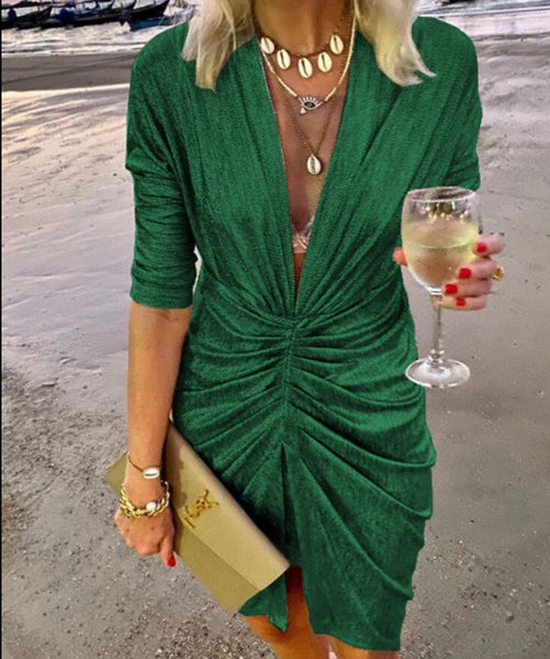 Green Silk Party Dress