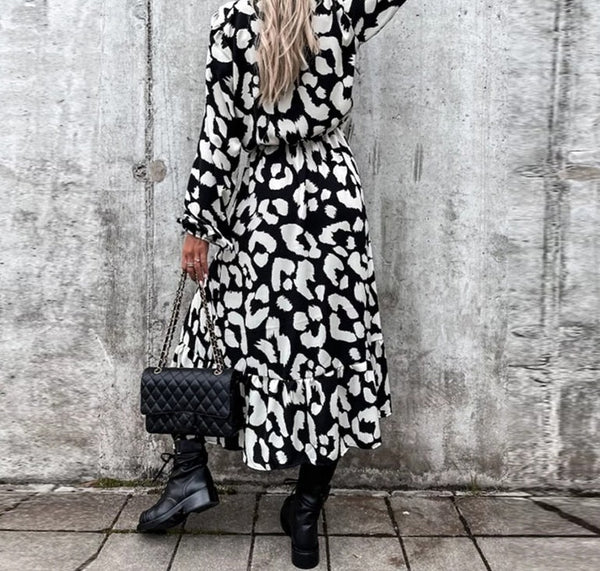 Brown Leopard Print Maxi Dress