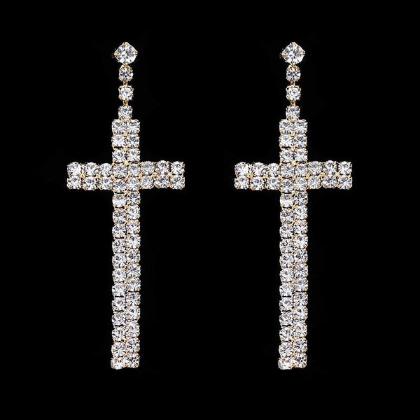 Crystal Cross Sparkly Rhinestone Earrings Jewelry Gifts.