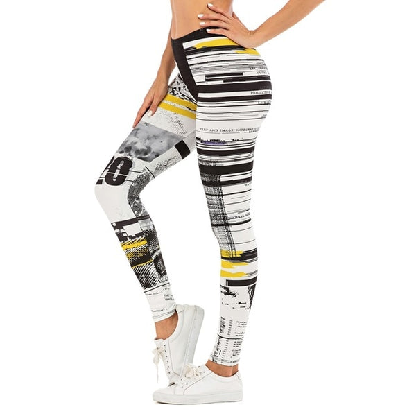 Print Fitness Fashion Slim High waist leggings.