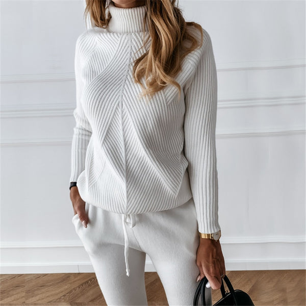 White Knitted Two Piece Set