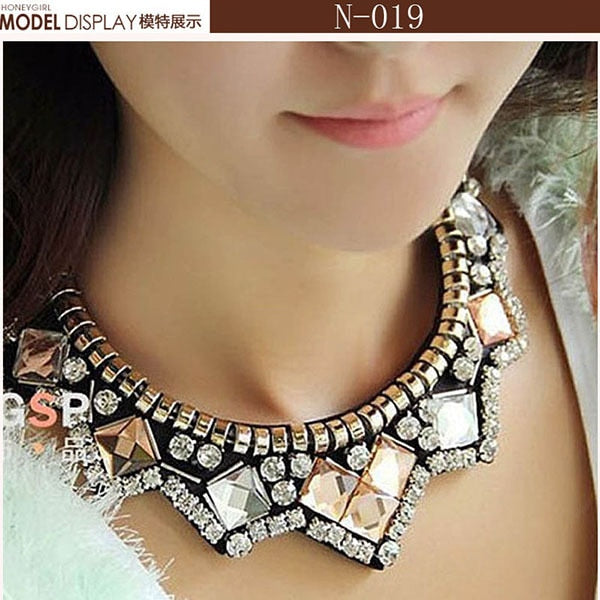 Fashion Statement Choker Necklace Chain Neoglory Crystals Maxi Boho Chokers clavicle Meaeguet Large Pendant Necklace Jewelry