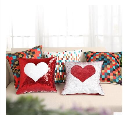 Heart pattern glitters Cushion Cover.