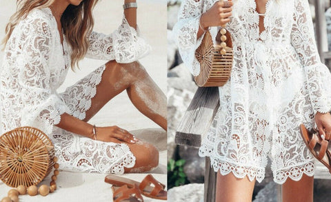 White Lace Mini Sun Dress.
